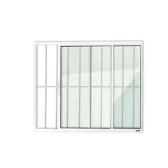 Brimak - Janela de Correr Alumínio Branco 2 Folhas Com Grade Esquerda 100x150x8cm Confort
