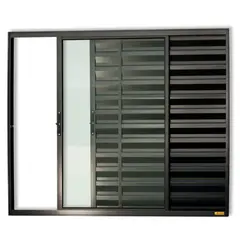 Brimak - Janela Veneziana Alumínio Preto 3 Folhas Esquerda 100x150x8cm Confort