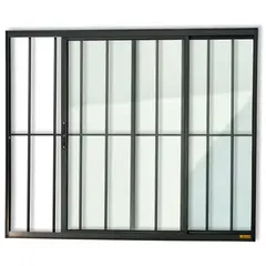 Brimak - Janela de Correr Alumínio Preto 2 Folhas Com Grade Esquerda 100x120x8cm Confort