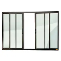 Brimak - Janela de Correr Alumínio Preto 4 Folhas Central 100x120x6,2cm Confort