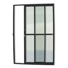 Brimak - Porta de Correr Alumínio Preto 2 Folhas Esquerda 210x120x7,8cm Super 25
