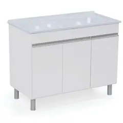 A. J. Rorato - Armário para Lavanderia com Tanque Amélia Branco 110x55cm