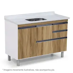 A. J. Rorato - Gabinete Coliseu Madeirado 2 Gavetas e Gavetão 69,5x49,5x118,7cm Nogal Sevilha Marrom