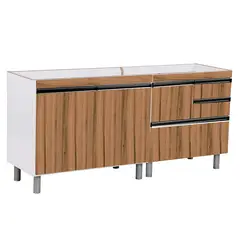 A. J. Rorato - Gabinete Coliseu Nogau 2 Gavetas e Gavetão em MDF 1,75cm Marrom