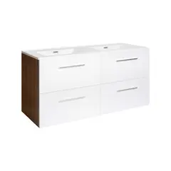 Sensi Dacqua - Gabinete de Banheiro Barcelos com Lavatório Duplo 120cm Branco e Marrom Sensi D'acqua
