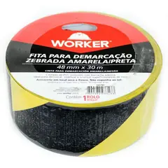 Worker - Fita Zebrada Adesivada 30m 48mm Amarelo e Preto