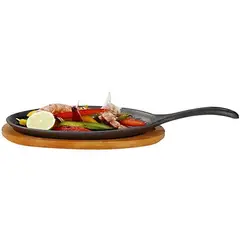 Mr Beef - Chapa de Ferro com Placa de Madeira para Churrasqueira Preto