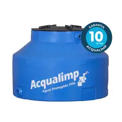 Acqualimp - Caixa De Água 310L Polietileno Água Protegida Tampa Rosca Azul