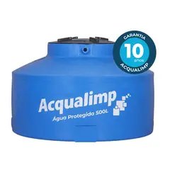 Acqualimp - Caixa De Água 500L Polietileno Água Protegida Tampa Rosca Azul