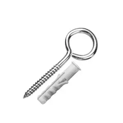 Fixser - Bucha de Nylon com Gancho Zincado 4,4x70mm 8mm com 15 Peças Cinza