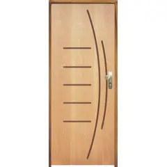 LG Sidney - Porta Montada de Giro Madeira Sarrafeada Curupixá Natural Esquerda 210x82x11cm ES 100