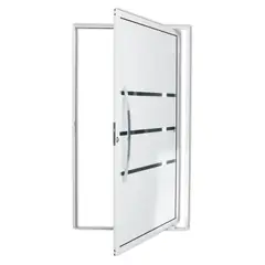 Brimak - Porta Pivotante e Friso Alumínio Branco Esquerda 210x100x4,6cm Evolution
