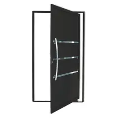 Brimak - Porta Pivotante e Friso Alumínio Preto Esquerda 210x120x4,6cm Evolution