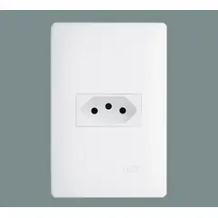 Fame - Conjunto Tomada 2P+T 10A 250V Habitat com Placa e Suporte Branco