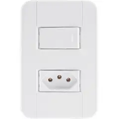 Tramontina - Conjunto Interruptor Simples E Tomada 4X2 10A Tablet Branco