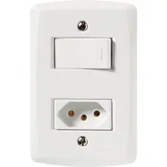 Tramontina - Conjunto Interruptor Simples E Tomada 4X2 10A Lux2 Branco