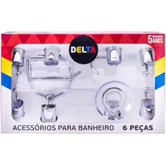 Aquaplas - Kit de Acessórios para Banheiro com 6 Peças Prata