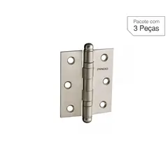 Pado - Dobradiça Escovado de Inox para Porta 3x2,5 " Modelo 3025 IXE 3 peças