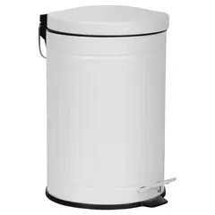 Homy - Lixeira 3l Metal Redonda Canelada com Pedal Branca