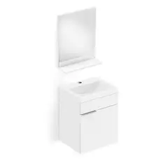 Celite - Gabinete Integrado com Espelho e Prateleira 1 Porta Like Branco