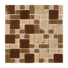 Glassline - Pastilha de Vidro Multicor Canela Craquelado Marrom e Bege 30x30cm