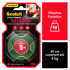 3m - Fita Dupla Face Scotch Fixa Forte Fixação Extrema - 24 mm x 2 m