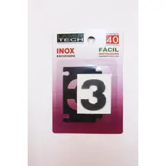 Display Show - Algarismo Adesivo Inox, Escovado, Nº 3