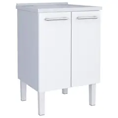 Cozimax - Gabinete em Aço com Tanque em Mármore Sintético Flat 60cm Branco