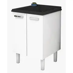 Cozimax - Gabinete em Aço com Tanque em Mármore Sintético Flat Branco e Preto 60cm