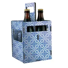 Just Home Collection - Engradado Azulejo 4 Garrafas Azul e Branco