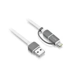 Elgin - Cabo 2 em 1 MFI e Micro USB Flat 10cm Branco