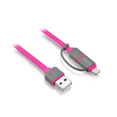 Elgin - Cabo 2 em 1 Apple MFI e Micro USB Flat 10cm Rosa