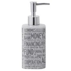 Just Home Collection - Porta Sabonete Líquido em Cerâmica Palavras Branco