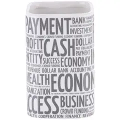 Just Home Collection - Porta Objetos de Banheiro em Cerâmica Palavras Branco