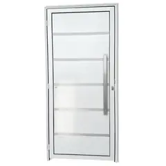 Brimak - Porta Lambri Vidro e Friso Alumínio Branco Direita 210x90x4,6cm Premium