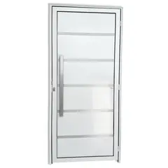 Brimak - Porta Lambri Vidro e Friso Alumínio Branco Esquerda 210x90x4,6cm Premium