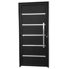 Brimak - Porta Lambri Vidro e Friso Alumínio Preto Direita 210x90x4,6cm Premium