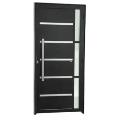 Brimak - Porta Lambri e Friso e Visor Alumínio Preto Esquerda 210x100x4,6cm Miraggio