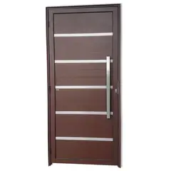 Brimak - Porta Lambri Vidro e Friso Alumínio Corten Direita 210x100x4,6cm Premium