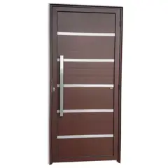 Brimak - Porta Lambri Vidro e Friso Alumínio Corten Esquerda 210x100x4,6cm Premium