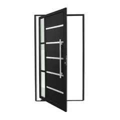 Brimak - Porta Pivotante e Friso e Visor Alumínio Preto Direita 210x100x4,6cm Miraggio