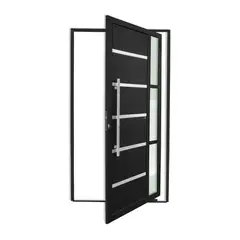 Brimak - Porta Pivotante e Friso e Visor Alumínio Preto Esquerda 210x100x4,6cm Miraggio