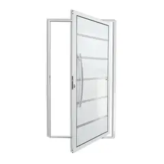 Brimak - Porta Pivotante e Friso Alumínio Branco Esquerda 210x100x4,6cm Premium