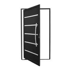 Brimak - Porta Pivotante e Friso Alumínio Preto Direita 210x100x4,6cm Premium