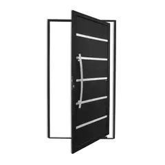 Brimak - Porta Pivotante e Friso Alumínio Preto Esquerda 210x100x4,6cm Premium