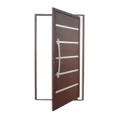 Brimak - Porta Pivotante e Friso Alumínio Corten Esquerda 210x100x4,6cm Premium