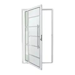 Brimak - Porta Pivotante e Friso e Visor Alumínio Branco Direita 210x120x4,6cm Miraggio