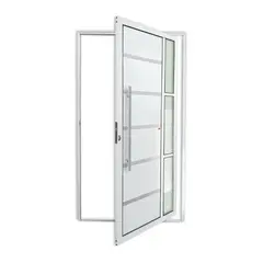 Brimak - Porta Pivotante e Friso e Visor Alumínio Branco Esquerda 210x120x4,6cm Miraggio