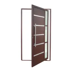 Brimak - Porta Pivotante e Friso e Visor Alumínio Corten Esquerda 210x120x4,6cm Miraggio