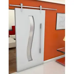 Geril - Kit de Sistemas de Roldanas para Porta de Madeira de 1500x3,5cm Cromado